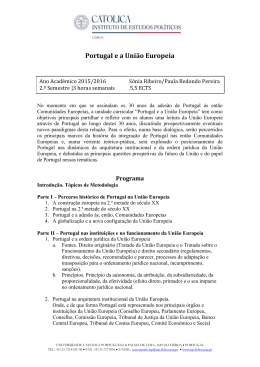 Portugal e a Uni&atilde;o Europeia - Instituto de Estudos Pol&iacute;ticos