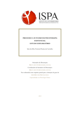 PROCESSO E OUTCOME EM PSICOTERAPIA EXISTENCIAL
