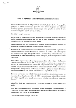 VOTO DE PESAR PELO FALECIMENTO DE EUSÉBIO SILVA