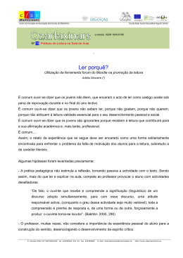 Ler porqu&ecirc;? - Utiliza&ccedil;&atilde;o da Ferramenta F&oacute;rum do Moodle na