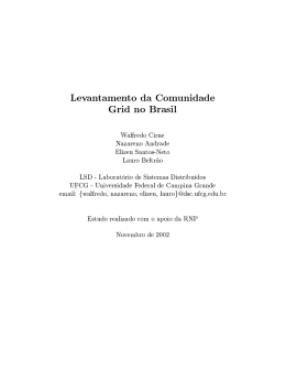 Levantamento da Comunidade Grid no Brasil Walfredo Cirne