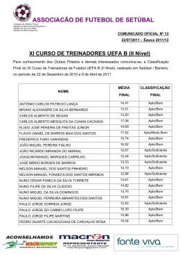 XI Curso Treinadores Futebol UEFA B II Nivel