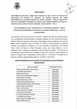 Ata n.º 4 da reunião do Júri para aplicação do 1.º Método de Seleção
