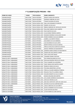 1&ordf; CLASSIFICA&Ccedil;&Atilde;O PROUNI &ndash; FBV