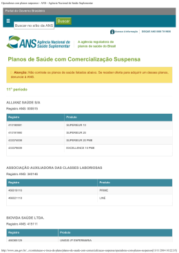 Operadoras com planos suspensos - ANS - Agência