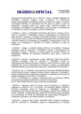 RESUMO DE PORTARIAS: Nos 1.077/2015 - Deferir a