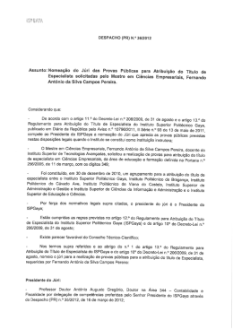 Despacho de Nomeação do Júri - Instituto Superior Politécnico Gaya