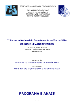Programa e Anais - Sociedade Brasileira de Fonoaudiologia