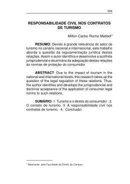 Responsabilidade Civil nos Contratos de Turismo