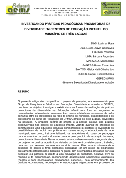 Investigando Pr&aacute;ticas Pedag&oacute;gicas Promotoras Da Diversidade Em