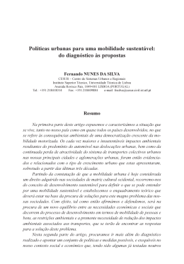 Pol&iacute;ticas urbanas para uma mobilidade sustent&aacute;vel: do diagn&oacute;stico