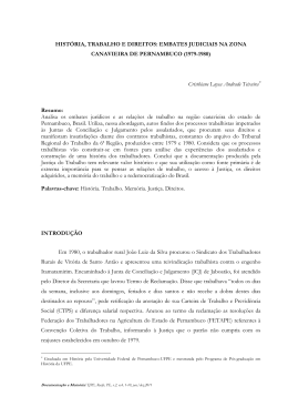HIST&Oacute;RIA, TRABALHO E DIREITOS: EMBATES JUDICIAIS NA