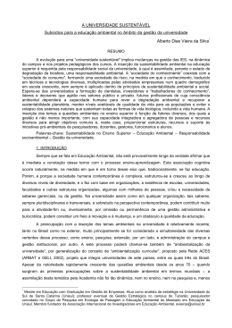 A UNIVERSIDADE SUSTENT&Aacute;VEL Subs&iacute;dios para a educa&ccedil;&atilde;o
