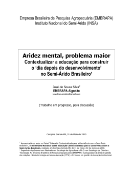 Aridez mental, problema maior: Contextualizar a educa&ccedil;&atilde;o