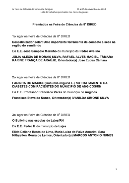 Lista de Trabalhos Premiados nas Feiras Regionais