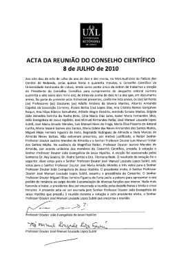 AcTA DA REUNIÃO Do coNsELHo cIENTíHco