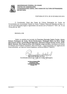 Portaria n&ordm; 07, de 25 de maio de 2015