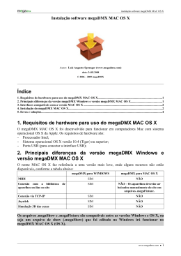 Índice 1. Requisitos de hardware para uso do megaDMX MAC OS X