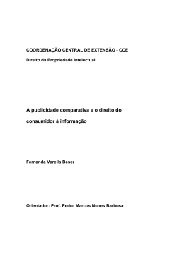 A publicidade comparativa e o direito do consumidor &agrave;