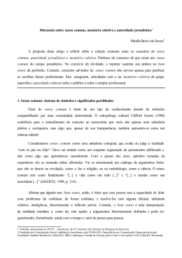 Discuss&atilde;o sobre senso comum, mem&oacute;ria coletiva e