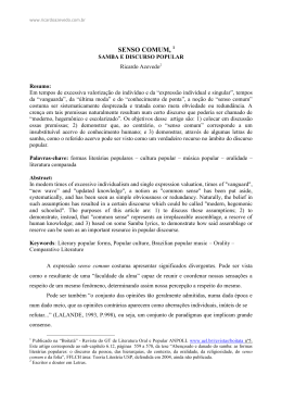 Senso comum, samba e discurso popular