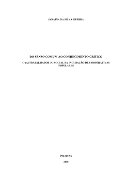 DO SENSO COMUM AO CONHECIMENTO CR&Iacute;TICO