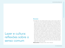 Lazer e cultura: reflex&otilde;es sobre o senso comum