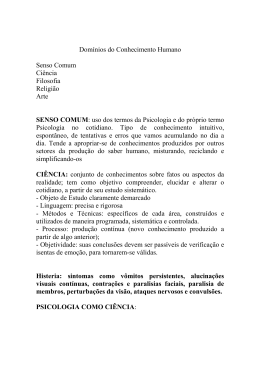 Dom&iacute;nios do Conhecimento Humano Senso Comum Ci&ecirc;ncia