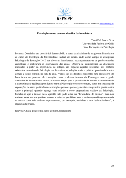 29 Psicologia e senso comum: desafios da licenciatura