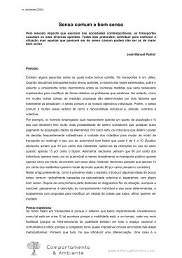Senso comum e bom senso - Comportamento & Ambiente