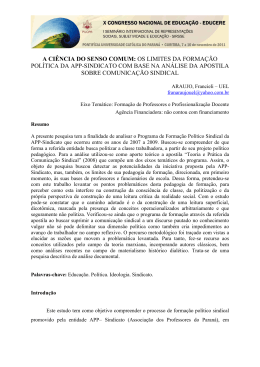 a ci&ecirc;ncia do senso comum: os limites da forma&ccedil;&atilde;o pol&iacute;tica da app