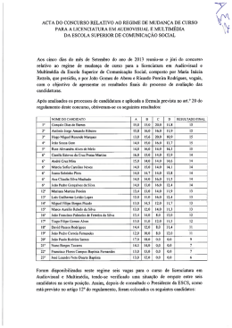 acta do concurso relativo ao regime de mudança de curso para a