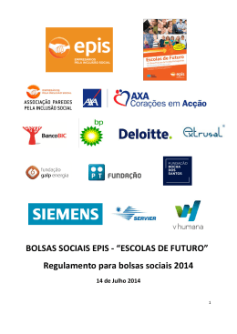 BOLSAS SOCIAIS EPIS - “ESCOLAS DE FUTURO” Regulamento