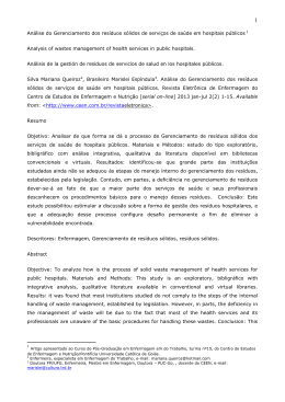 An&aacute;lise do Gerenciamento dos res&iacute;duos s&oacute;lidos de servi&ccedil;os de