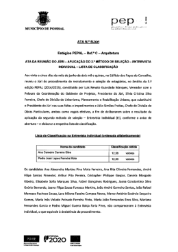 ENTREVISTA INDIVIDUAL - LISTA DE cLAssIFIcA&ccedil;&Atilde;o