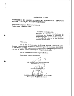 AC&Oacute;RD&Atilde;O N. 15.014 - Tribunal Regional Eleitoral de Santa Catarina