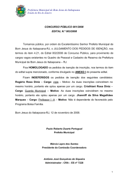 Edital 003 2008 Julgamento Isen&ccedil;&atilde;o