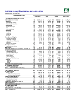 CUSTO DE PRODU&Ccedil;&Atilde;O ALGOD&Atilde;O - SAFRA 2013/2014