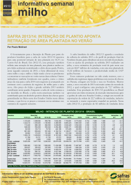 SAFRA 2013/14: INTEN&Ccedil;&Atilde;O DE PLANTIO APONTA