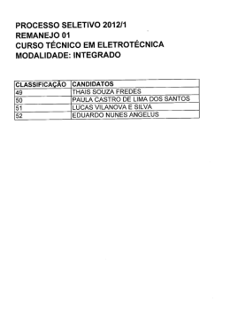 Teste de Classificação 2012 - Remanejo - 1ª chamada