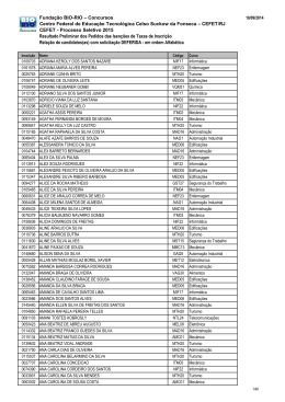Resultado Preliminar da Homologa&ccedil;&atilde;o de