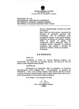 PRocEssO RP 223 PROcEDENcIAz sANTANA Do LIVRAMENTO