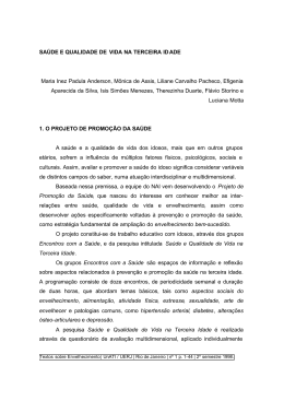 SA&Uacute;DE E QUALIDADE DE VIDA NA TERCEIRA IDADE Maria Inez