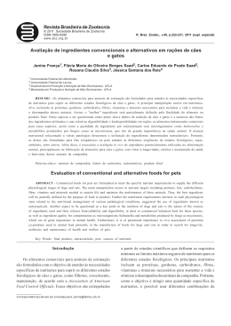 Revista Brasileira de Zootecnia Avalia&ccedil;&atilde;o de ingredientes
