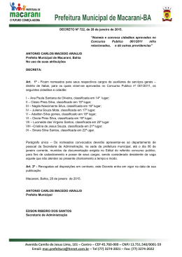 Decreto Nº 722, de 28 de janeiro de 2015
