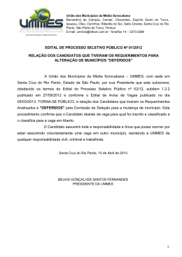 relação dos candidatos que tiveram os requerimentos