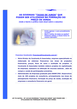 as diversas &ldquo;taxas de juros&rdquo; que podem ser utilizadas na forma&ccedil;&atilde;o