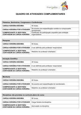 QUADRO DE ATIVIDADES COMPLEMENTARES