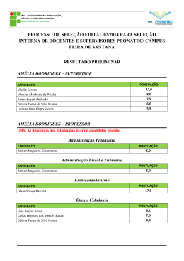 Resultado preliminar interno - EDITAL 02/2014