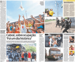 Cabral, sobre ocupa&ccedil;&atilde;o: `Foi um dia hist&oacute;rico`